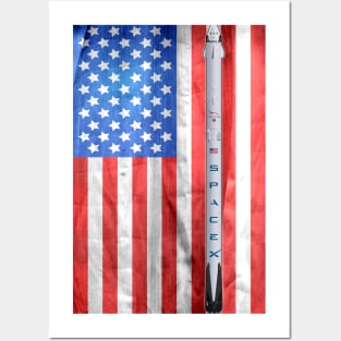 Falcon 9 Rocket Dragon Capsule SpaceX Flag Posters and Art